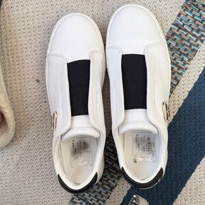 Karl Lagerfeld White and Black Slip-On Shoes
